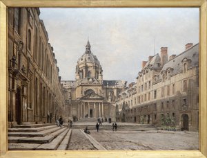 Uitzicht op de binnenplaats van de oude Sorbonne in 1886