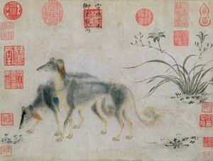 Twee Saluki Honden, 1427 door Emperor Hsuan tsung