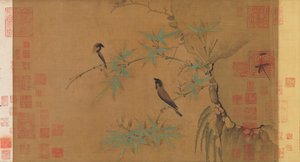 Vinken en bamboe, begin 12e eeuw door Emperor Huizong