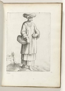 Vrouw met mand in Spaanse kleding
