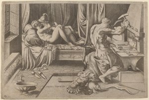 Venus en Mars Omhelzen met Vulcanus bij zijn Smidse