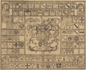Wapens met Hoekportretten van Hendrik VII, Hendrik VIII, Edward VI en Maria door English 16th Century