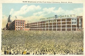 50.000 werknemers van de Ford Motor Company, Detroit, Michigan