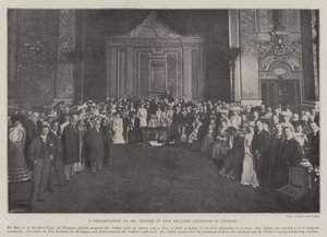 Een presentatie aan de heer Seddon door Nieuw-Zeelandse kolonisten in Londen door English Photographer