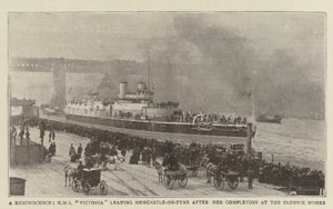 Een herinnering, HMS Victoria verlaat Newcastle-on-Tyne na haar voltooiing bij de Elswick Works door English Photographer