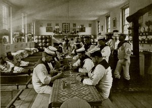 Een kamer in de marinekazerne, Whale Island, Portsmouth