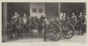 Een troep van de 10e Huzaren met Nordenfeldt-kanon