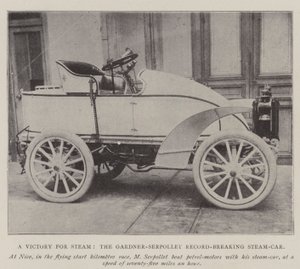 Een overwinning voor stoom, de Gardener-Serpollet recordbrekende stoomauto door English Photographer