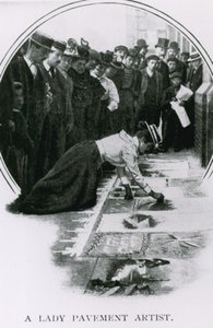 Een dame stoepkunstenaar rond de tijd van de kroning van Edward VII door English Photographer