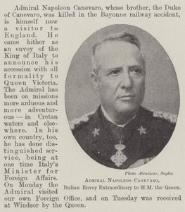 Admiraal Napoleon Canevaro, Italiaans buitengewoon gezant bij HM de koningin door English Photographer
