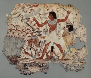 Een Egyptische officier, vergezeld door zijn vrouw en dochter, op jacht in een moeras vol watervogels en vissen door English Photographer