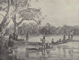 Australische inboorlingen vissen