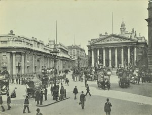 Bank of England en Royal Exchange, Threadneedle Street, City of London, 1890 door English Photographer