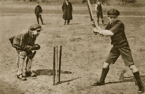 Jongens spelen cricket, Parliament Hill Fields door English Photographer