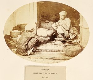 Bunnea, Hindoese handelaar, Delhi, uit The People of India, door J. Forbes Watson, uitgegeven 1868