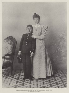 Christina, koningin-regentes van Spanje, en haar zoon, Alfonso XIII, koning van Spanje
