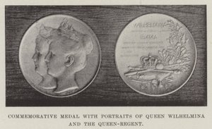 Herdenkingsmedaille met portretten van koningin Wilhelmina en de koningin-regentes