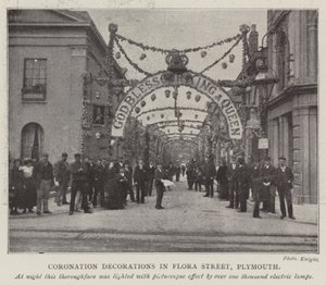 Kroningsversieringen in Flora Street, Plymouth