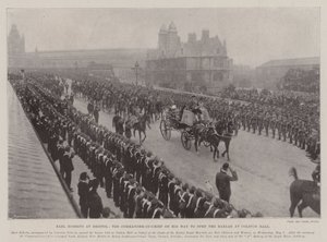 Earl Roberts in Bristol, de opperbevelhebber op weg om de bazaar in Colston Hall te openen door English Photographer