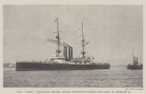 HMS Glory, eersteklas kruiser, vertrekt uit de haven van Portsmouth naar China op 24 november door English Photographer
