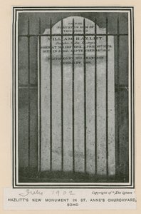 Hazlitts nieuw monument in St. Annes Kerkhof, Soho