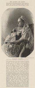 Hare Majesteit de Koningin, in Kleding gedragen bij het Huwelijk van de Hertog en Hertogin van York door English Photographer