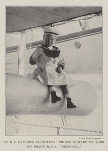 In de Voetsporen van zijn Vader, Prins Edward van York aan Boord van HMS Crescent door English Photographer