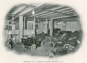 Interieur van een garage, Queen Street, EC1