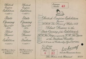 Uitnodiging voor de Staatsopening van de British Empire Exhibition door English Photographer