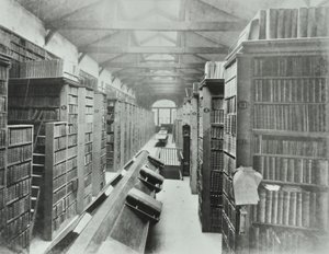 Bibliotheek, Sion College, Victoria Embankment, City of London, 1885