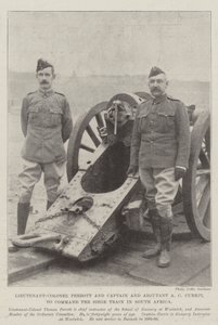 Luitenant-kolonel Perrott en kapitein en adjudant A C Currie, bevelhebber van de belegeringstrein in Zuid-Afrika door English Photographer