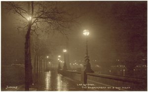 Londen, de Embankment op een natte nacht door English Photographer