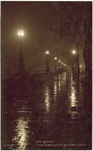 Londen, de Embankment op een natte nacht door English Photographer