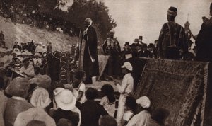 Lord Balfour spreekt ter ondersteuning van de oprichting van een Joodse staat in Palestina