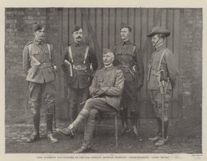 Lord Dunraven en officieren van de 67e Compagnie Imperial Yeomanry (Scherpschutters), op weg naar het zuiden door English Photographer