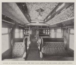 Luxe van treinreizen, nieuwe eersteklas wagon op de London and North Western door English Photographer