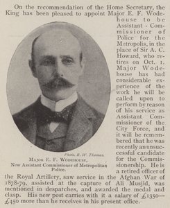 Majoor E F Wodehouse, Nieuwe Assistent-commissaris van de Metropolitan Police door English Photographer