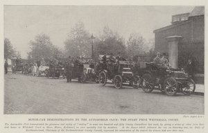 Motorautodemonstraties door de Automobielclub, de Start vanaf Whitehall Court door English Photographer