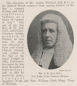 Mr A R Jelf, KC, Nieuwe Rechter in de Chancery Division door English Photographer