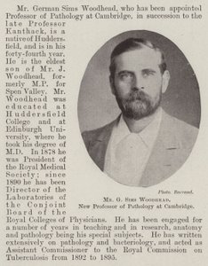 Mr G Sims Woodhead, nieuwe professor in de pathologie aan Cambridge