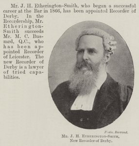 Mr J H Etherington-Smith, Nieuwe Recorder van Derby door English Photographer