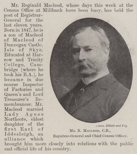 De Heer R Macleod, CB, Hoofdambtenaar en Hoofd Censusfunctionaris door English Photographer