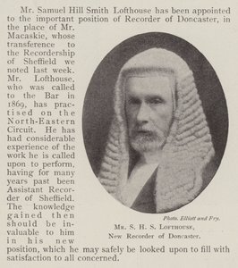 Mr S H S Lofthouse, nieuwe recorder van Doncaster door English Photographer