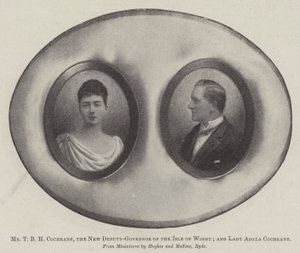 Meneer T B H Cochrane, de nieuwe plaatsvervangende gouverneur van het Isle of Wight; en Lady Adela Cochrane door English Photographer