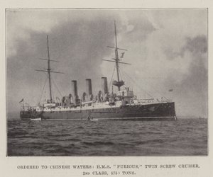 Op weg naar Chinese wateren, HMS Furious, tweeschroefkruiser, 2e klasse, 5750 ton door English Photographer