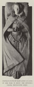 Portret-standbeeld van Mary Queen of Scots op haar graf in Henry de Zevende