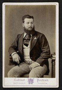 Portret van de heer Godfrey Freeman, indigo planter, Lohurria, Bihar, gefotografeerd in Calcutta (zw/w foto)