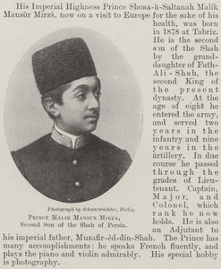 Prins Malik Mansur Mirza, Tweede Zoon van de Sjah van Perzië