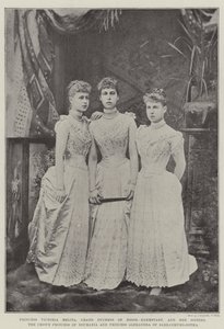 Prinses Victoria Melita, Groothertogin van Hessen-Darmstadt, en haar Zusters, de Kroonprinses van Roemenië en Prinses Alexandra van Saksen-Coburg-Gotha