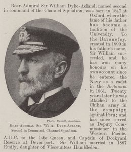 Vice-admiraal Sir W A Dyke-Acland, tweede in bevel, Channel Squadron door English Photographer
